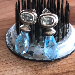 Blue and white topaz earrings in sterling silver